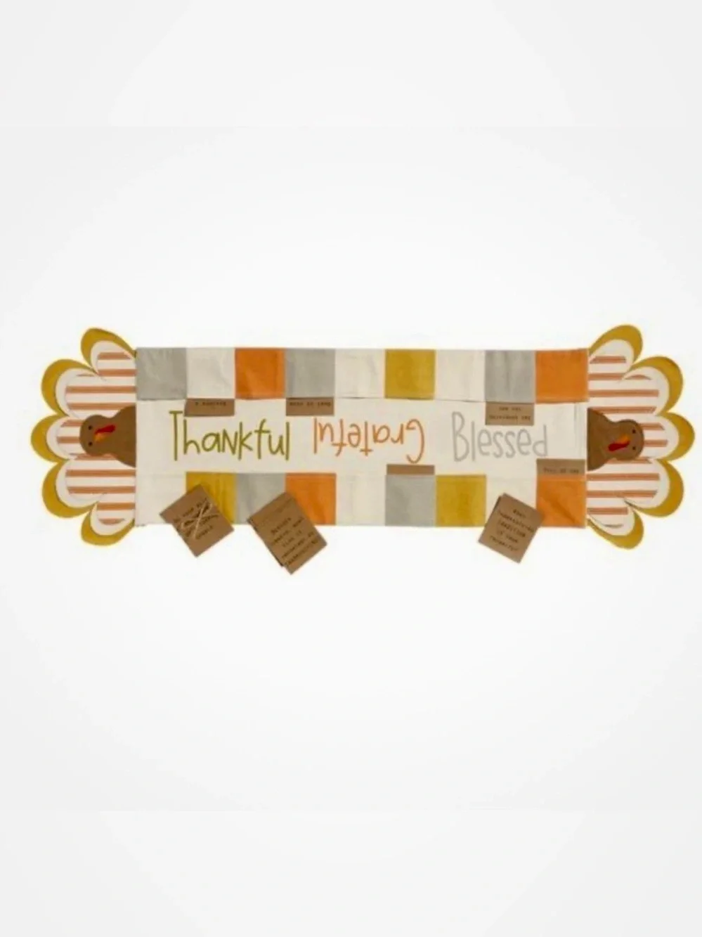 NWT Mud Pie Children’s Thanksgiving Table Runner Thankful, Grateful & Blessed